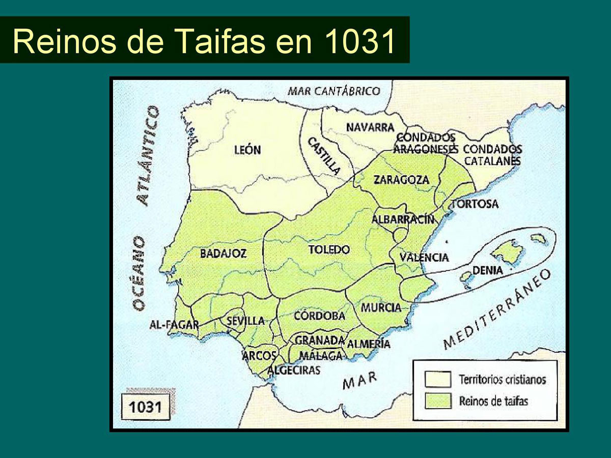Reinos de Taifas 1031. Mapa.