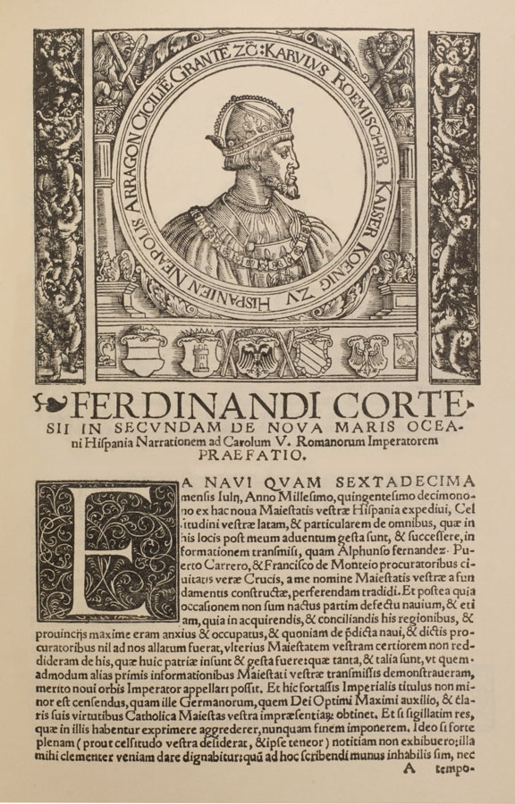 Segunda Carta de relación de Hernán Cortés al emperador Carlos V. Portada. 1520