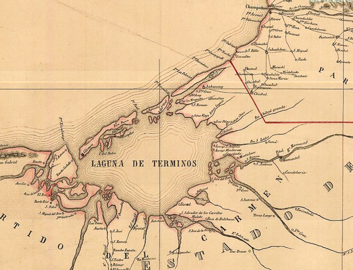 Detalle de la costa de Campeche hasta la Laguna de Términos. R. Fremont. 1863