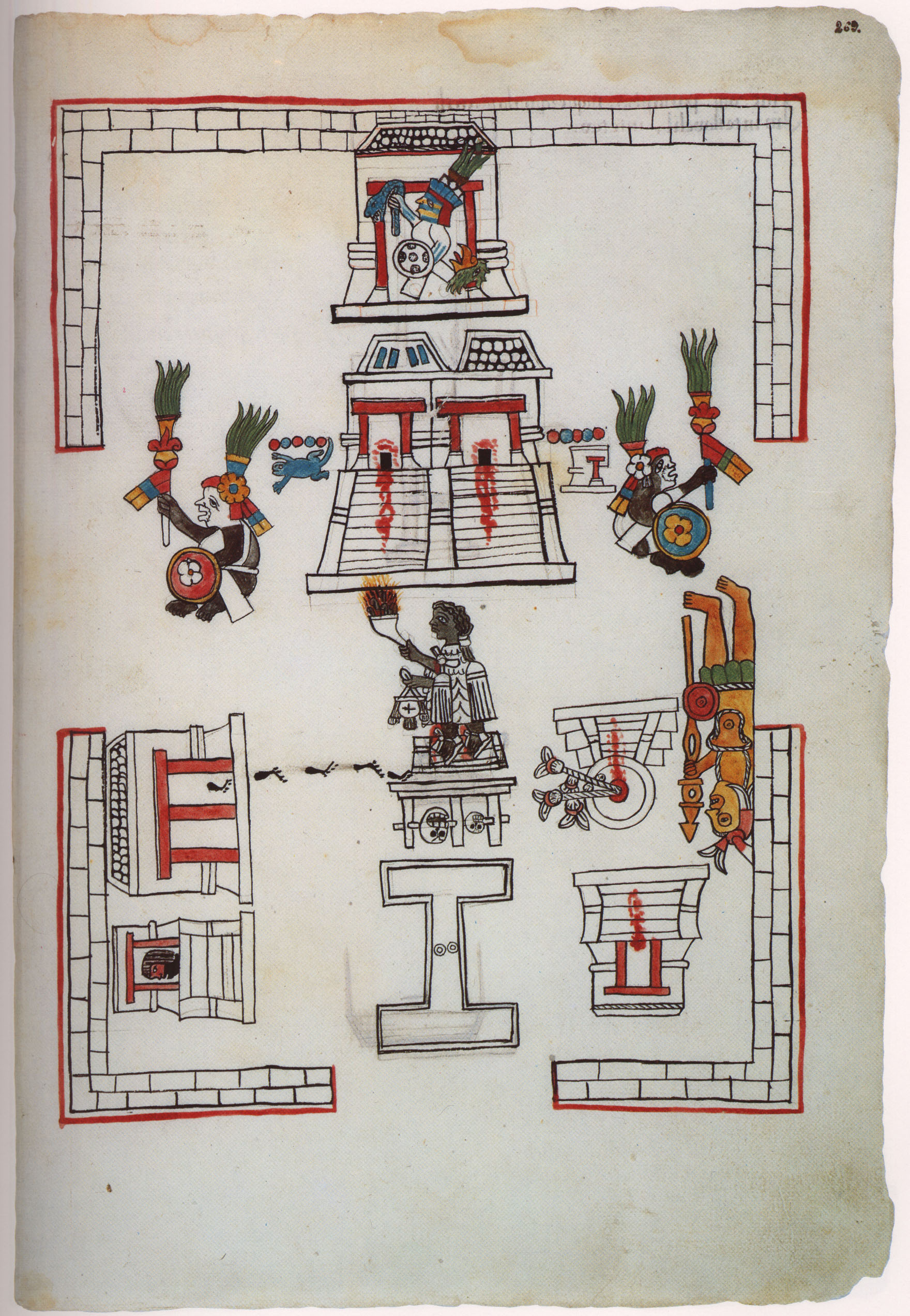 Recinto ceremonial de Tepepulco, Primeros Memoriales, folio 269r.