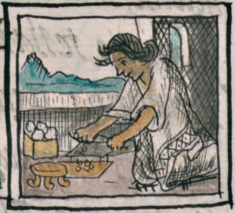 Mujer preparando alimentos, Códice Florentino, libro 10.