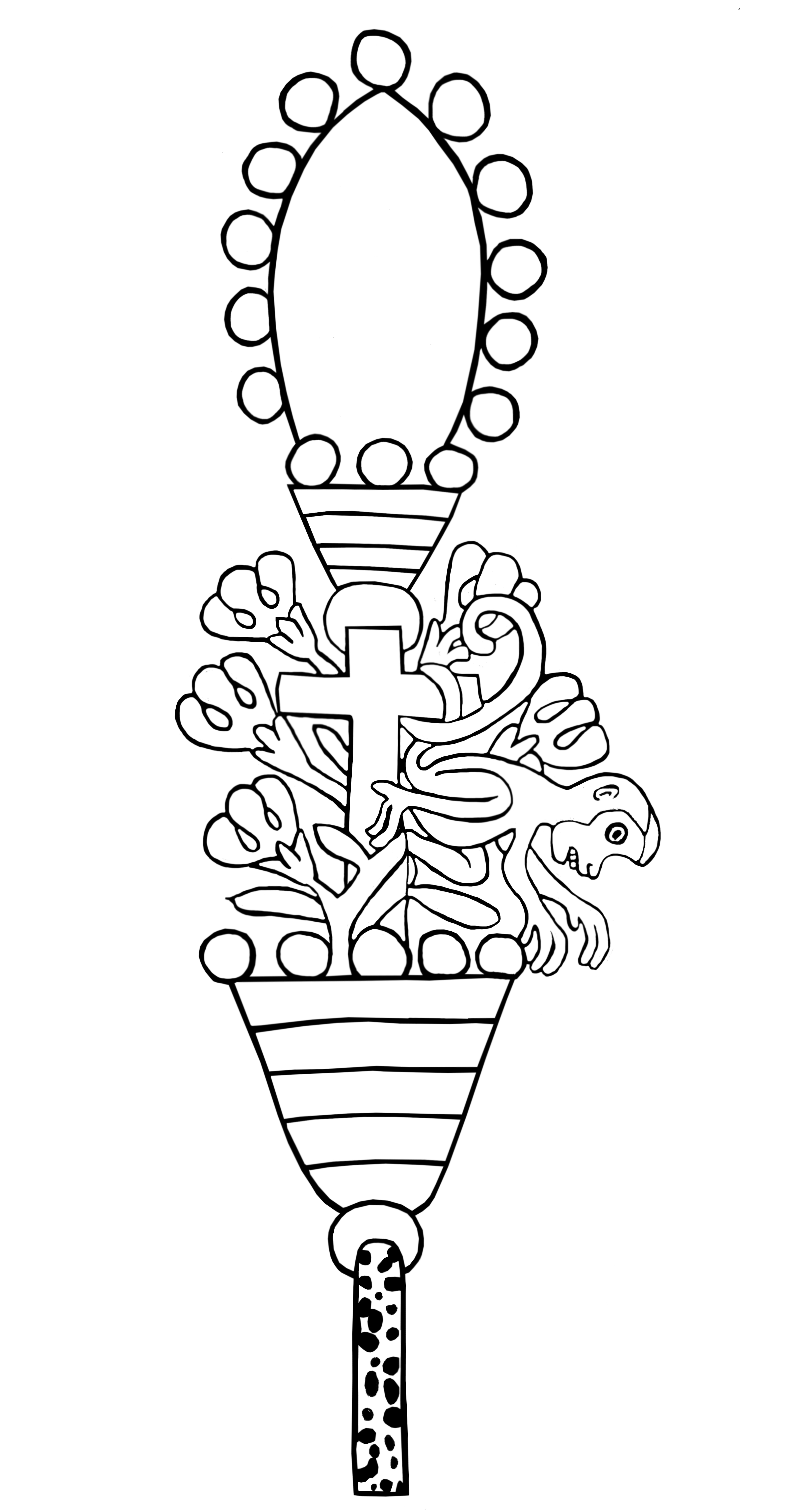 Figura 1- Representación parcial de un estandarte procesional c. 1531, Tepetlaóztoc, Estado de México