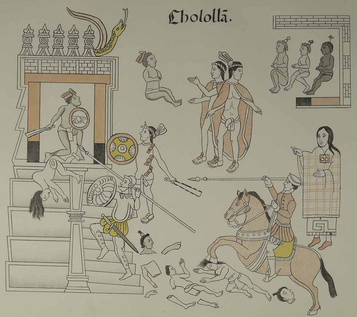 Malinche ataca Cholula en el Lienzo de Tlaxcala