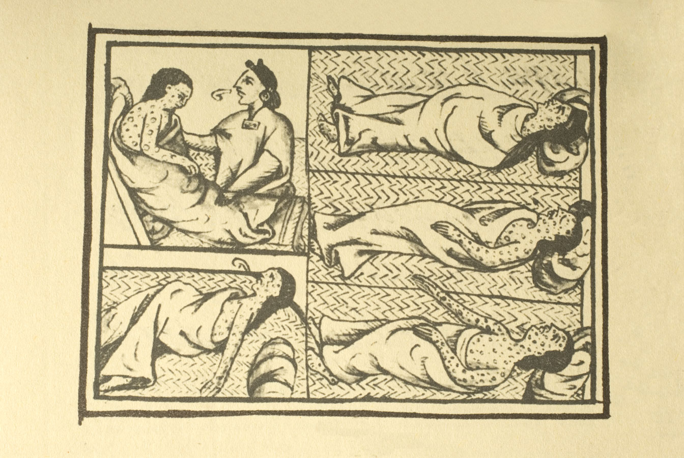 Fig. 1.  Llega la viruela a Tenochtitlan, Códice Florentino, Libro XII, fol. 53 reverso.