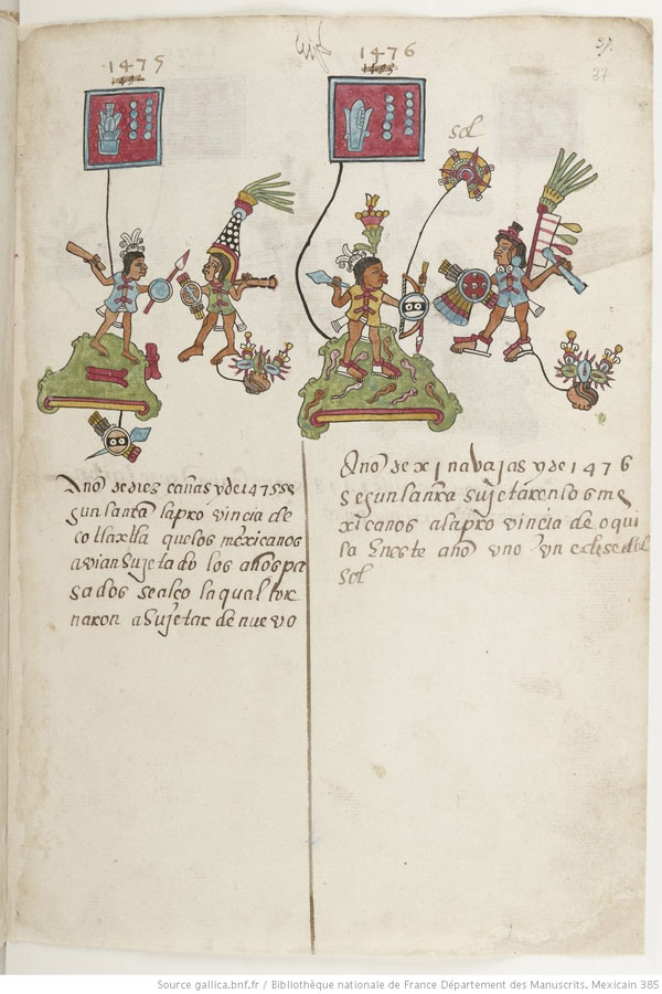 Códice Telleriano-Remensis, f 37. Siglo XVI