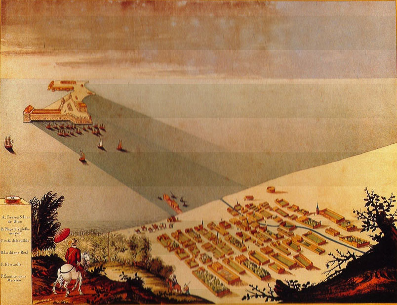 Vista del Puerto de Veracruz y San Juan de Ulúa a principios del siglo XVII.