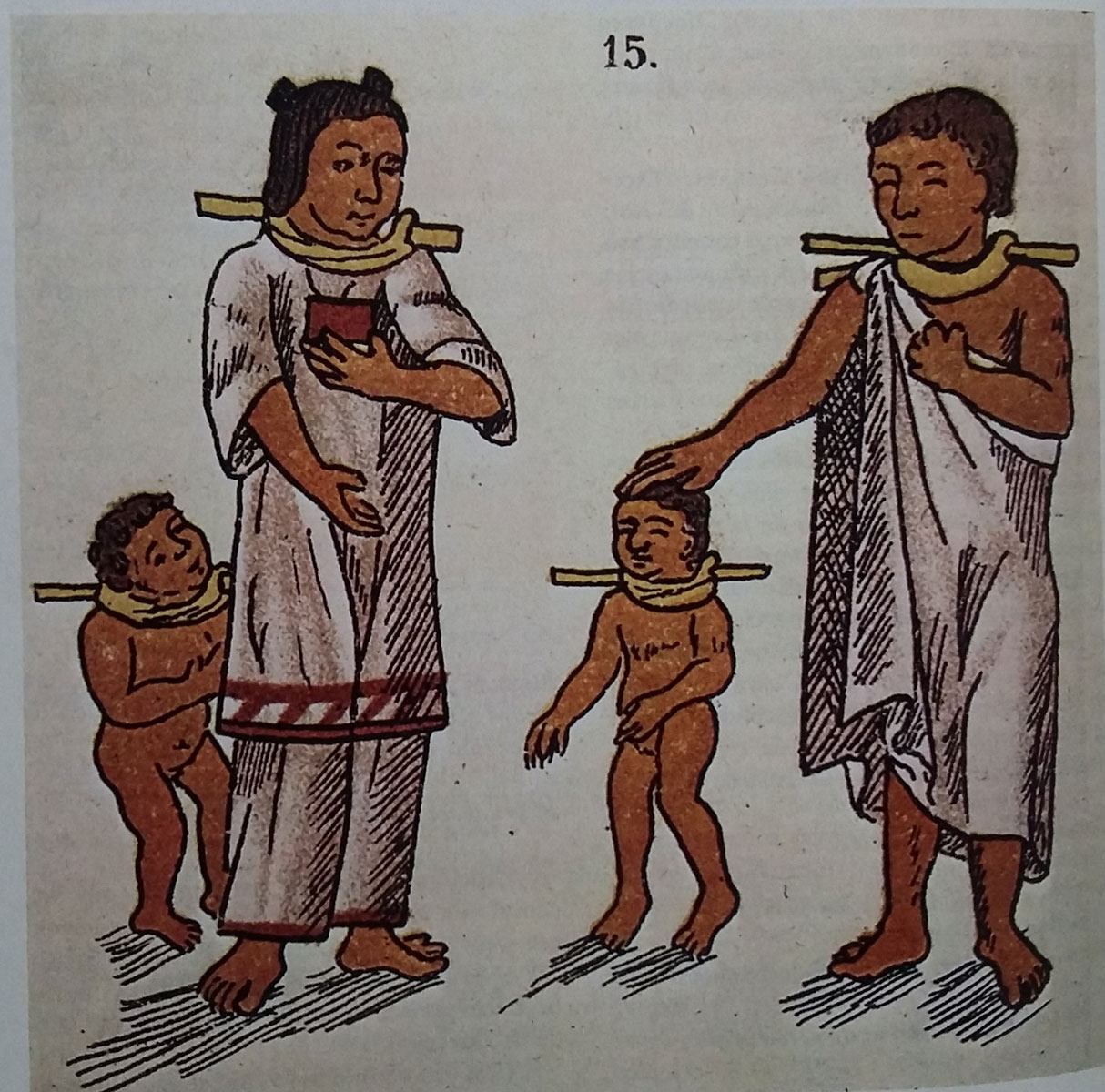 Familia de esclavos, en Bernardino de Sahagún, Historia General de las Cosas dela Nueva España. Siglo XVI