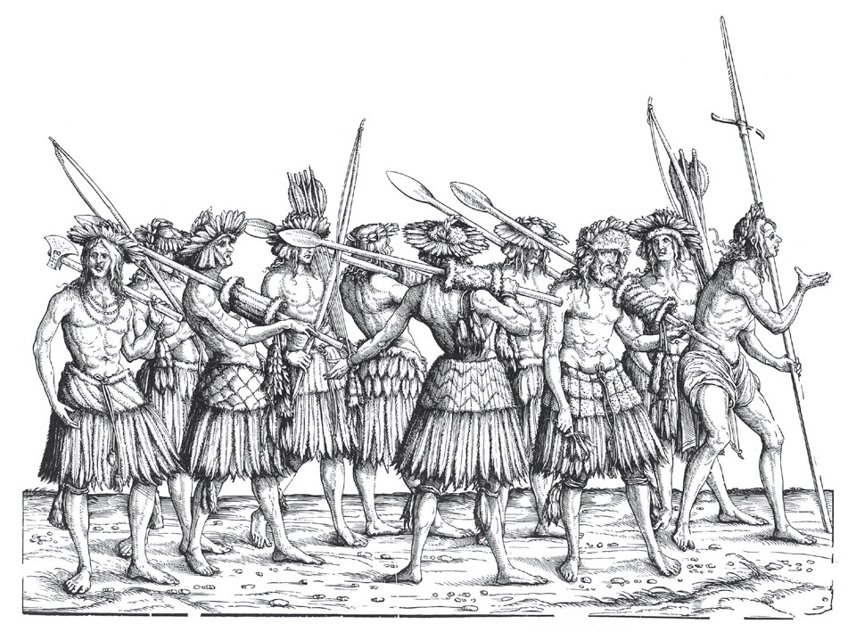 Hans Burgkmair, “La gente de Calicut”, escena de la serie “El Triunfo de  Maximilian I”, fol. 130. Xilografía de 1518