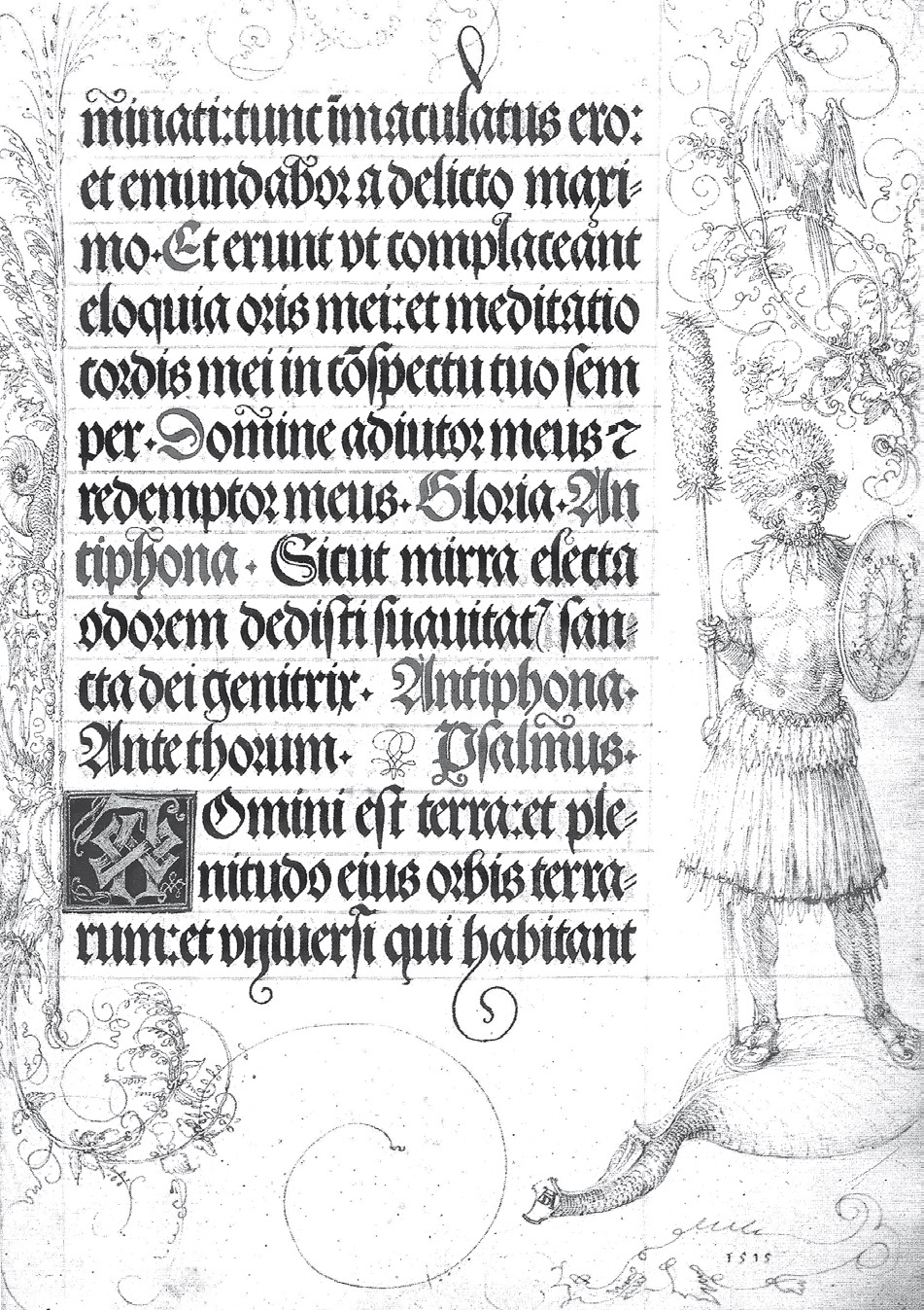 Albert Durero, “Libro de oraciones de  Maximilian I”, fol. 41 recto. Bayerische Staatsbibliothek, München.