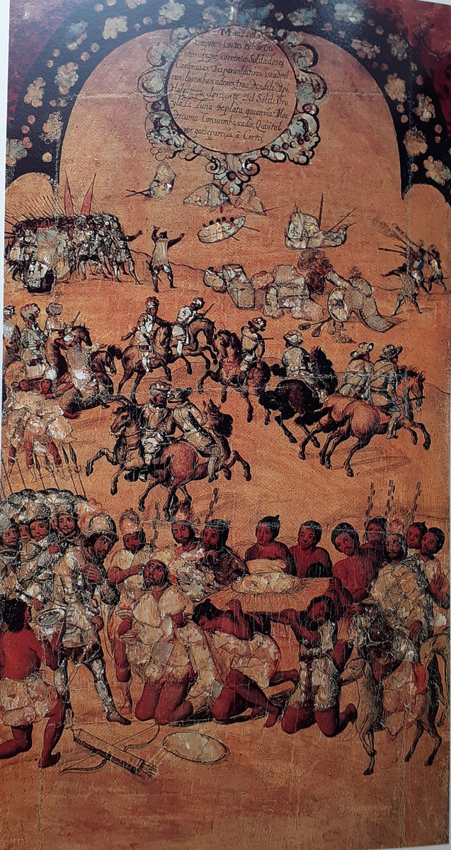 La quema de las naves, Miguel González, enconchado, fines siglo XVII