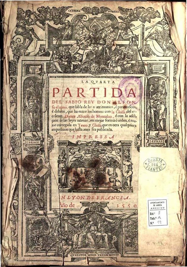 Siete Partidas. Portada. 1550