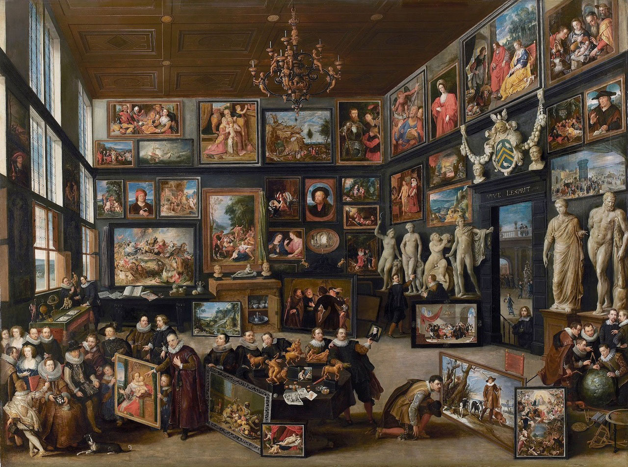 El gabinete de pinturas de Cornelis van der Geest durante la visita de los archiduques, Willem van Haecht, 1628 