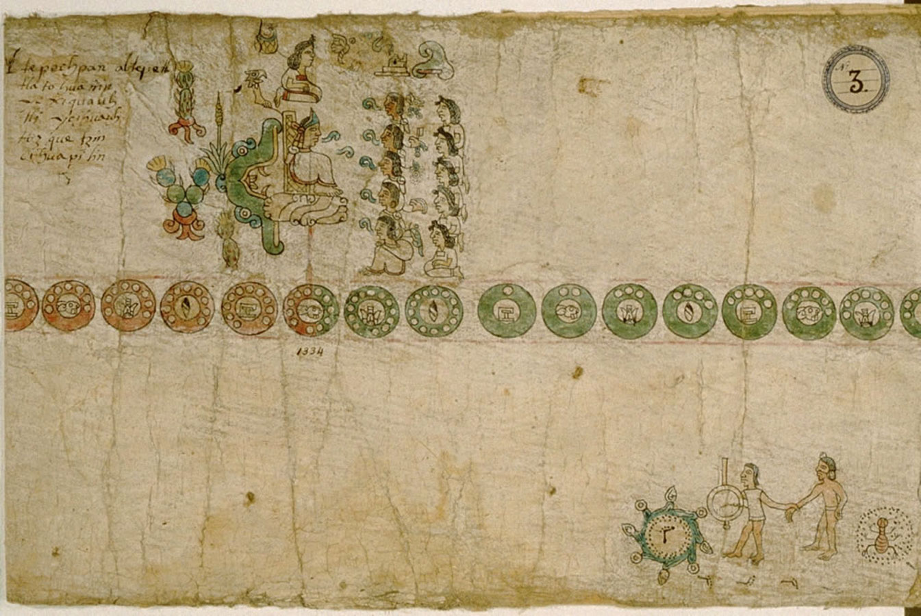 Tira de Tepechpan, Lámina 3. Anónimo. Siglo XVI