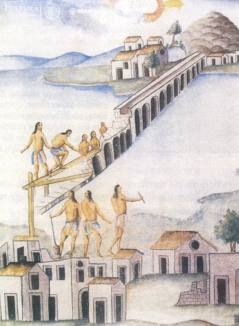 Acueducto de Chapultepec, construido por Nezahualcóyotl en 1466, en Códice Panes y Abellán, vol. IV. lám 148