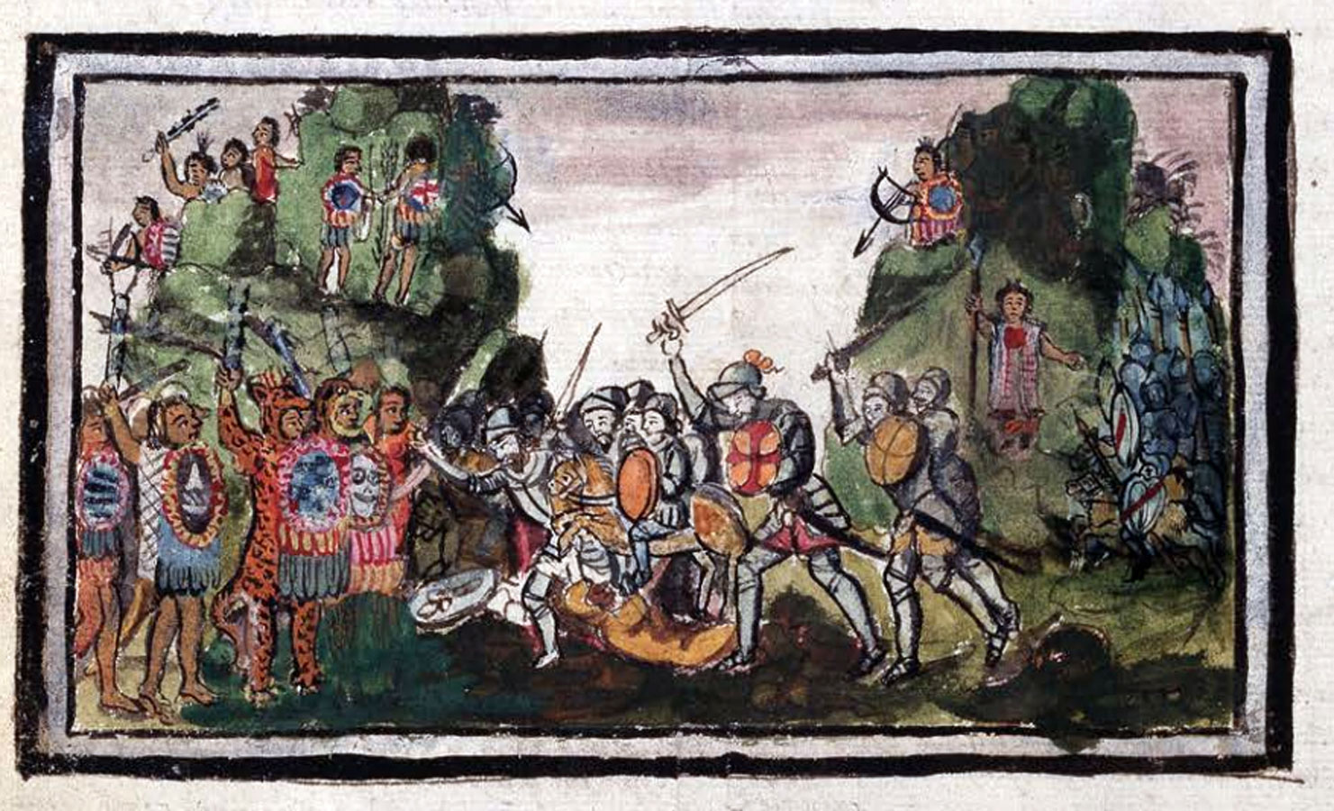 Batalla, en Códice Durán, en Historia de las Indias de la Nueva España e Islas de Tierra Firme. Pág 437 Siglo XVI.