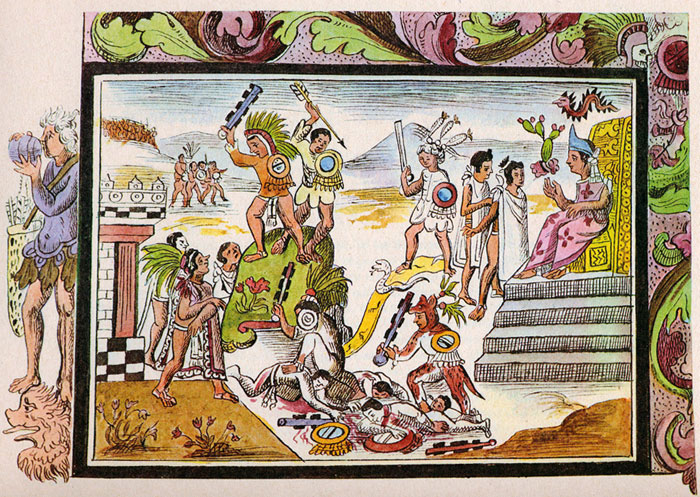 Batalla, en Diego Durán Historia de las Indias de la Nueva España e Islas de Tierra Firme. Fo 37  Siglo XVI