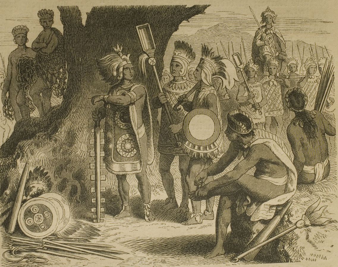 Tlaxcaltecas y otomíes en Otto Spamer: Das alte Mexiko und die Eroberung Neuspaniens. 1865