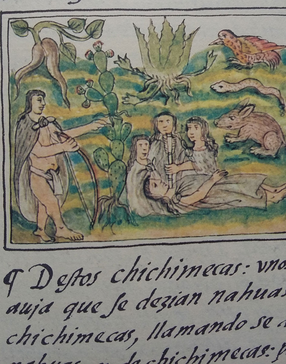 Chichimecas en Códice Florentino,  Bernardino de Sahagún, Historia General de las cosa de la Nueva España Libro IX -Fo-124. Siglo XVI