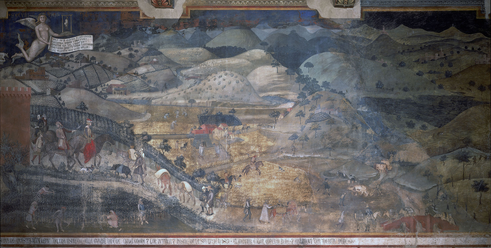 Efectos del buen gobierno en el campo, Ambrogio Lorenzetti, Palacio de Siena, Italia. 1337