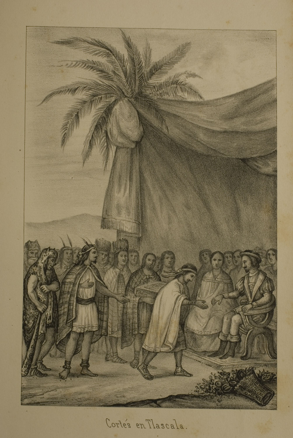 Cortés en Tlaxcala. En  Prescott, Guillermo H. Historia de la Conquista  de Méjico Siglo XIX