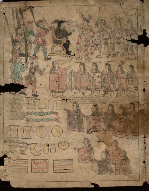 Fragmento de Texas, folio B. Alianza entre tlaxcaltecas y españoles. 