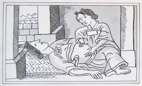 Mujer embarazada - Códice Florentino, lib. VI, f. 128v