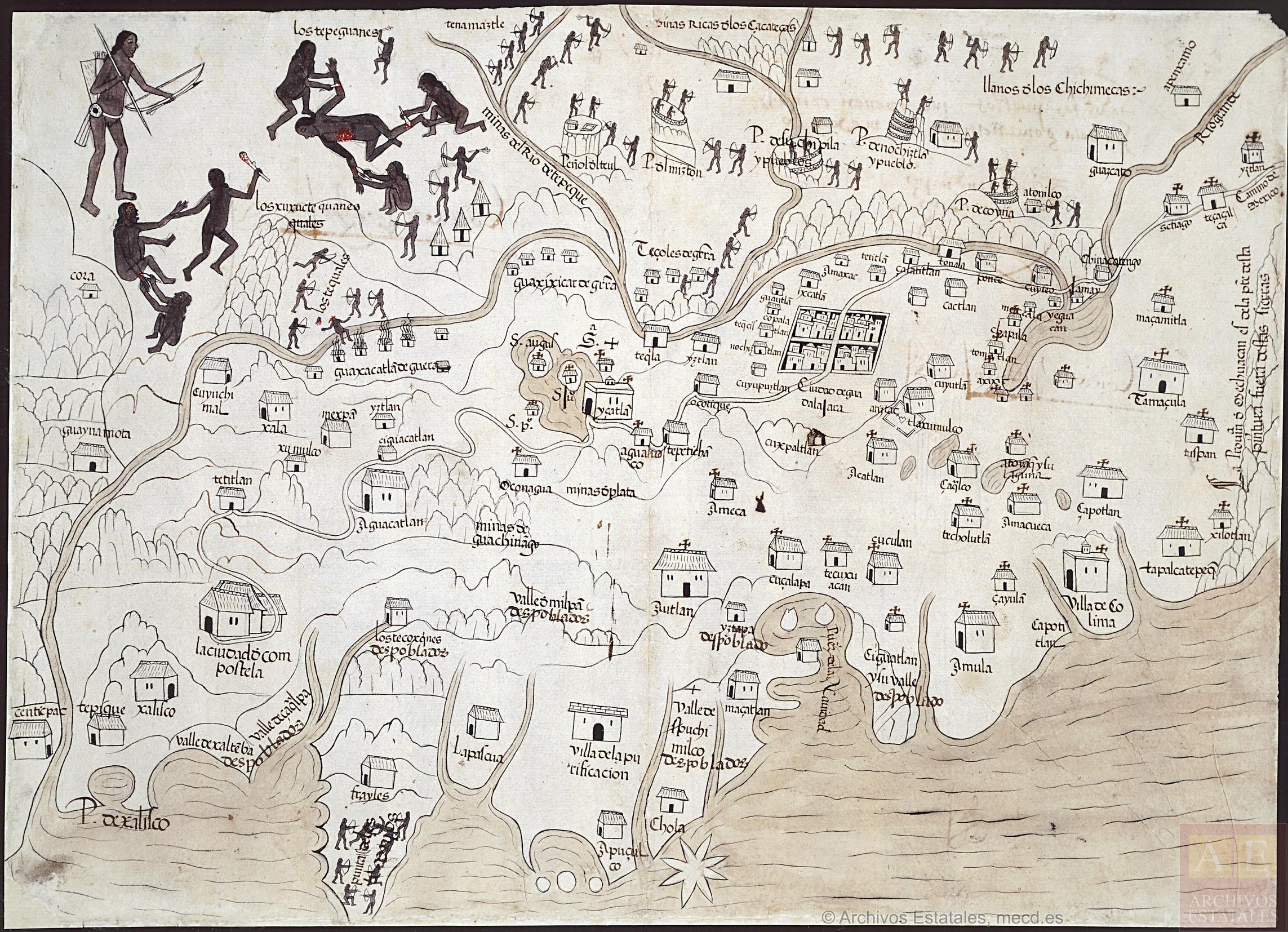 Mapa de Guadalajara, 1555, ubicado en el Archivo General de Indias, Mapas y planos, México, 560.