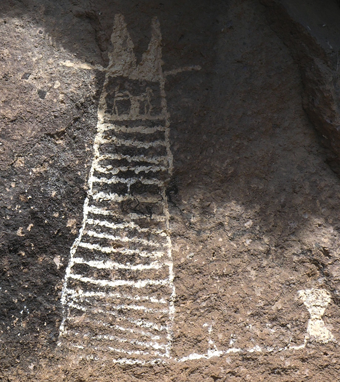 Escena de sacrificio en el interior de un templo. Sitio: Nimacú, municipio de Huichapan, Hidalgo. Foto: Proyecto La mazorca y el niño Dios. El arte otomí: continuidad histórica y riqueza viva del Mezquital, IIE- UNAM