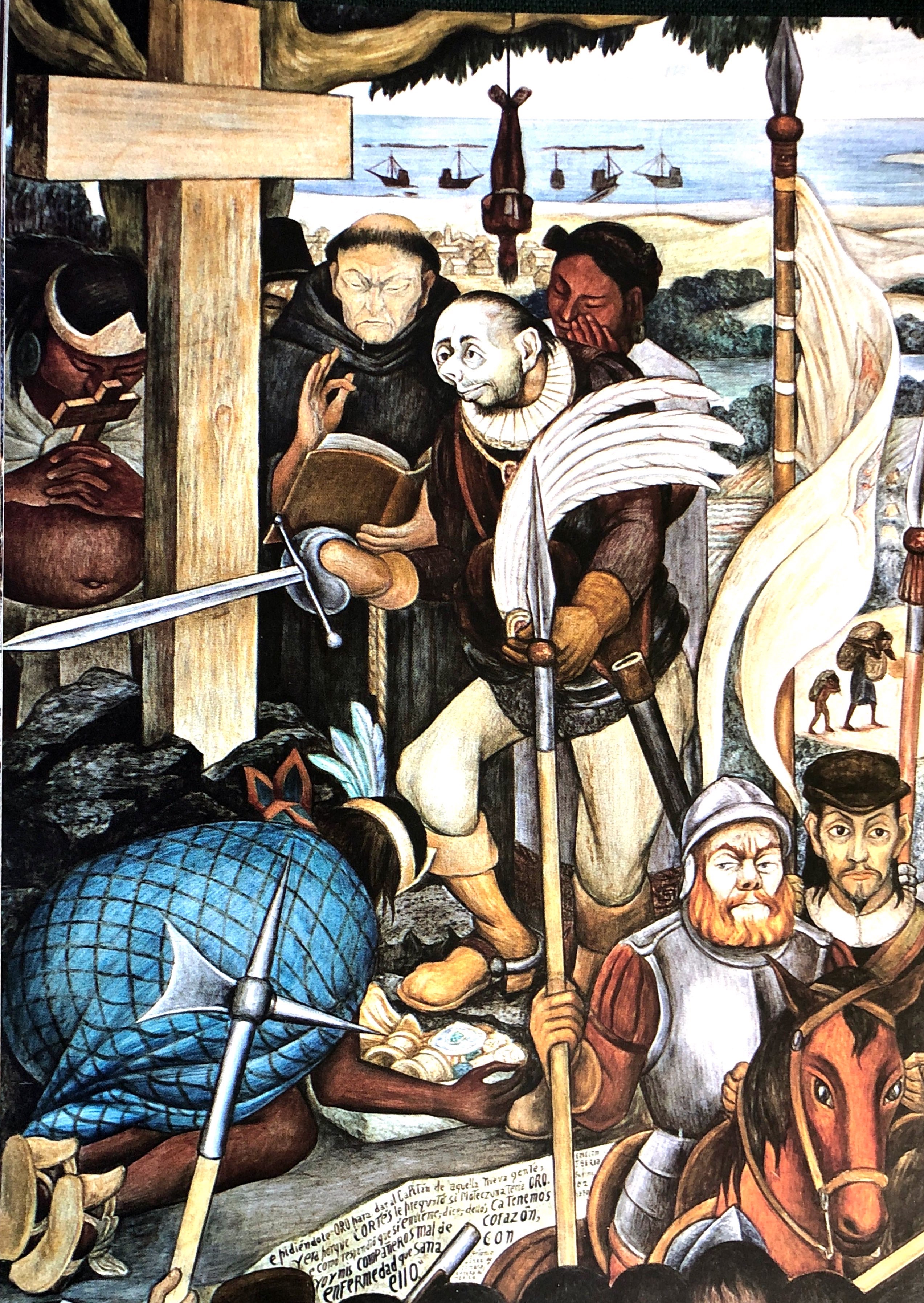 Diego Rivera, La llegada de los españoles a Veracruz, 1951, Palacio Nacional