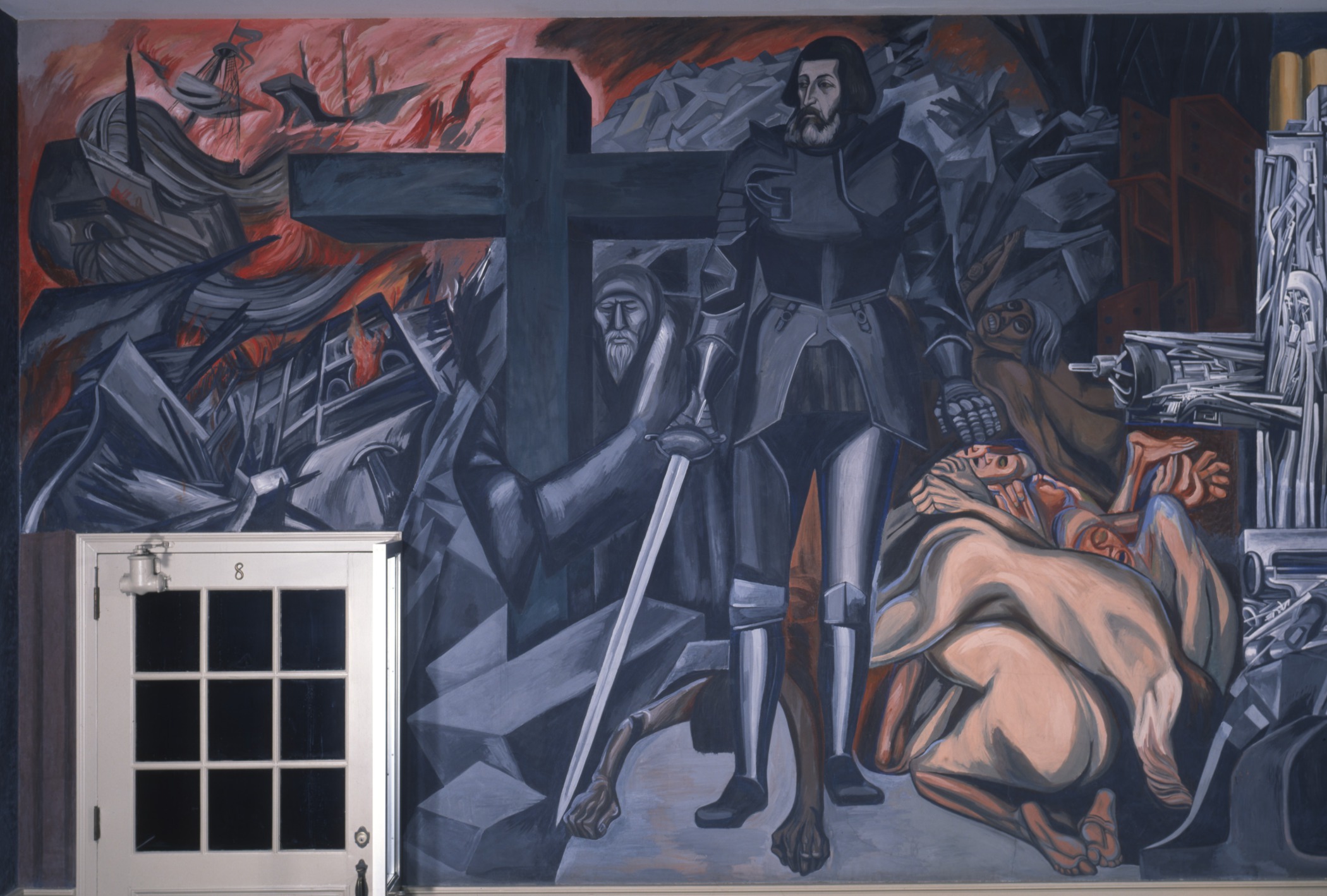 The Epic of American Civilization: Cortez and the Cross (Panel 11). Biblioteca Baker. Hood Museum of Art, Dartmouth College.