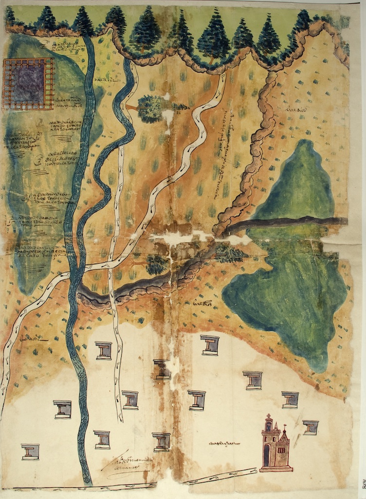 Mapa de Mercedes de tierra de Coatlinchan, 1579. 60 x 42 cm. 