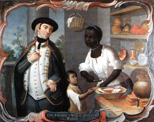 Jose de Páez, "De español y negra, mulato" , siglo XVIII.