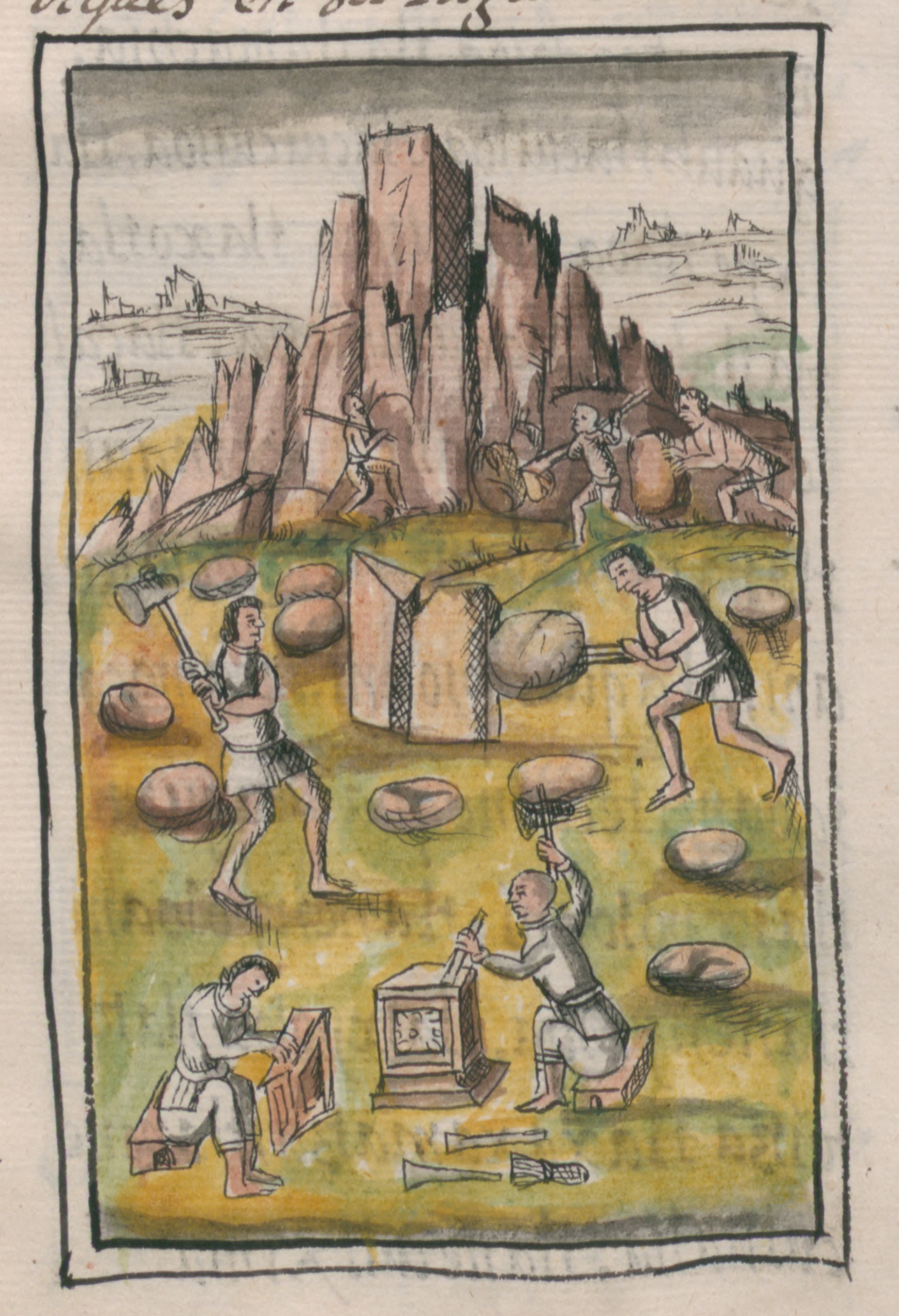 1. Indígenas canteros en el Códice Florentino, Libro X, fol. 40v.